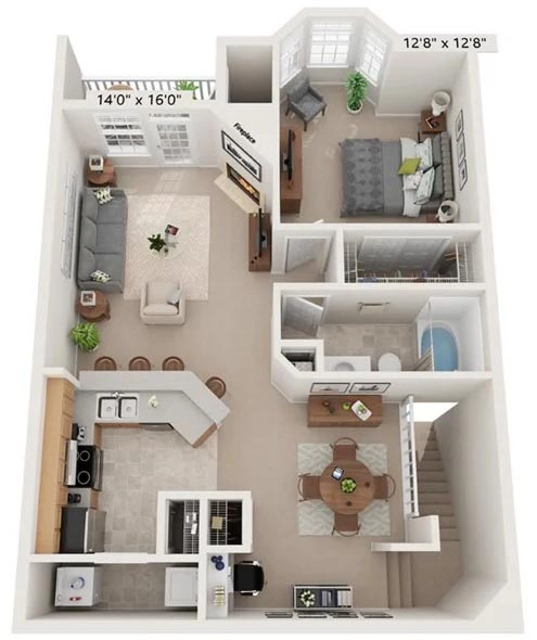 One Bedroom Apartment in Charlottesville - The Monroe Floor Plan